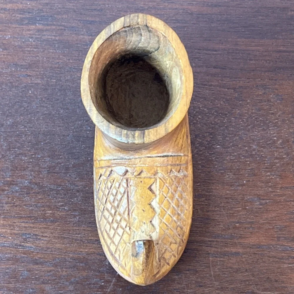 DOM Handmade Wooden Shoe from Yugoslavia Carved Wood Home Decor Shoe Collector